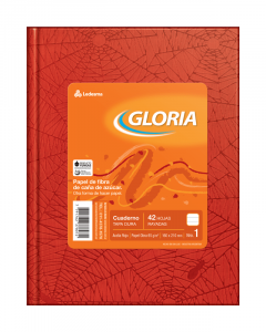 Cuaderno Gloria Tapa Dura Forrado x 42 Hojas Rayado Rojo