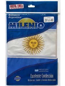 Bandera Argentina con Sol Milenio de Poliamida 30x48 cm.