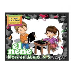 Block Para Dibujo El Nene Papel Negro N°5 por 24 Hojas 