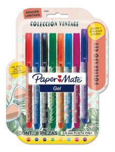 Bolígrafos Paper Mate Economy Gel Vintage Blíster x8 Unidades