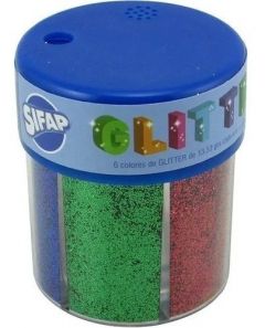 Brillantina Sifap Pote por 6 Colores Glitter Neón 