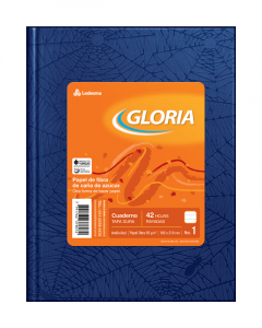 Cuaderno Gloria Tapa Dura por 42 Hojas Rayado Forrado Azul