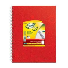 Cuaderno Éxito con Espiral Universitario 21x27 por 60 Hojas Forrado Rojo Rayado 