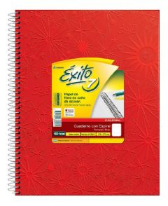 Cuaderno Éxito con Espiral Colegial 21x29,7 por 100 Hojas Forrado Rojo Rayado