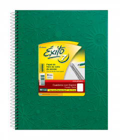 Cuaderno Éxito con Espiral Colegial 21x29,7 por 100 Hojas Forrado Verde Rayado 