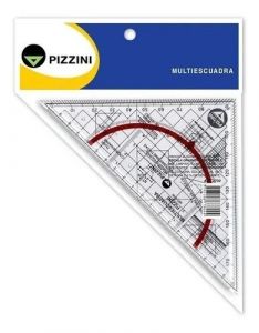 Escuadra Plástica Pizzini Milimetrada 20cm x 60°