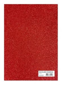 Goma Eva Adhesiva A4 con Glitter Rojo por 5 Unidades