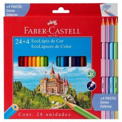 Lápiz Color Faber Castell Ecolápiz por 24 Unidades + 4 Colores Pasteles