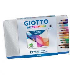 Lápiz Color Giotto Supermina Largos x12 Colores Lata