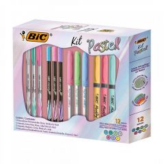 Kit Bic Marcadores + Microfibras + Resaltadores en Color Pastel