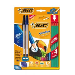 Kit Escolar Bic Evolution + Boligrafos + Lápices de Colores