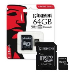 Memoria Kingstone 64GB Micro SD Clase 10 con Adaptador