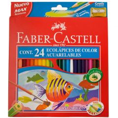 Lápiz Color Faber Castell Ecolápices Acuarelables x24 Unidades mas Sacapuntas