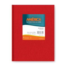 Cuaderno América Tapa Dura Forrado x 42 Hojas Rayado Amplio Rojo