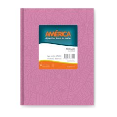 Cuaderno América Tapa Dura Forrado x 42 Hojas Rayado Amplio Rosa