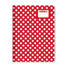 Cuaderno América Tapa Dura Lunares x 42 Hojas Rayado Amplio Rojo