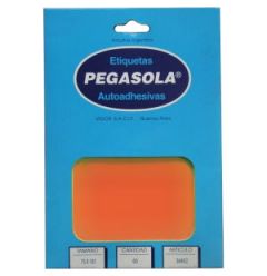 Etiqueta Escolar Pegasola Adhesiva Naranja Flúo 75x103mm