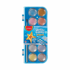 Acuarela Olami Metallic 12 Colores + Pincel 28 mm