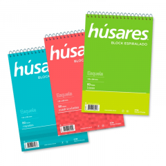 Block Espiralado Husares A6 80 Hojas Cuadriculadas