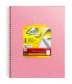Cuaderno Éxito con Espiral Colegial 21x27 por 60 Hojas Forrado Rosa Rayado