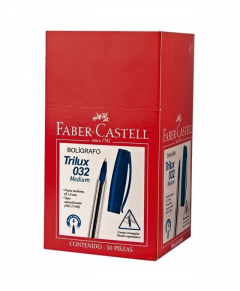 Bolígrafo Faber Castell Trilux 032 Medium Azul 1mm por 50 Unidades