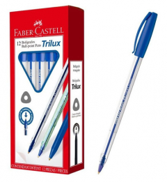 Bolígrafo Faber Castell Trilux 035 Fino Azul por 12 Unidades