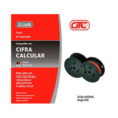Cinta GTC para Maquina Calculadora Casio/Cifra Nylon CF-24NR Negra y Roja