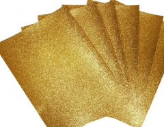 Goma Eva Adhesiva A4 con Glitter Oro por 5 Unidades