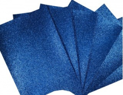 Goma Eva Adhesiva A4 con Glitter Azul por 5 Unidades