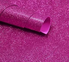 Goma Eva  Plancha 40x60 con Glitter Rosa Fuerte por 10 Unidades