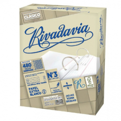 Repuesto Escolar Rivadavia N° 3 480 Hojas Extra Blanco Cuadriculado Sin Banda Protectora
