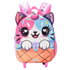 Mochila Carro Kawaii Glitter Gatito Helado 12"