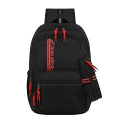 Mochila con Cartuchera Trendy 17" Negro con Rojo
