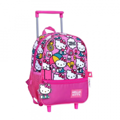 Mochila Wabro Hello Kitty Gatitos Carro 12" Fucsia