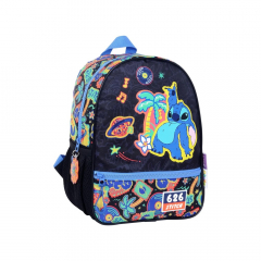 Mochila Wabro Stitch Disco Espalda 12" Negra