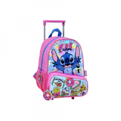 Mochila Wabro Stitch Snacks Carro 16" Fucsia