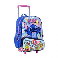 Mochila Wabro con Carro Stitch Snack 16" Azul