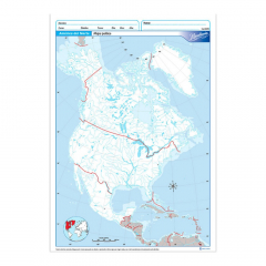 Mapa Laminado América del Norte Mudo Doble Faz Físico Político