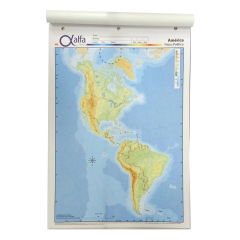 Mapa Laminado América del Norte Mudo Doble Faz Físico Político