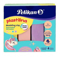 Plastilina Pelikan Pastel Surtido x4 Unidades 454gr