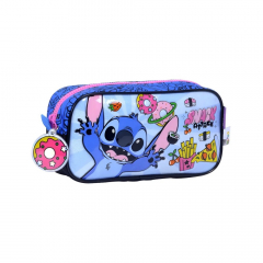 Cartuchera Wabro Stitch Snacks Simple Azul-Negro