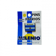 Pins Patrios Bandera Argentina con 3 Estrellas
