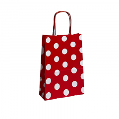 Bolsa Sobre de Papel Lunares Blancos Base Roja14x8x20 cm