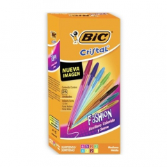 Bolígrafo Bic Cristal Fashion 1.2mm Colores Surtidos por 25 Unidades