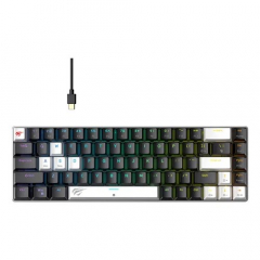 Teclado Gamer Havit Kb906l Rgb 65% Usb-c Switch Celeste Blanco 8K Negro Ingles
