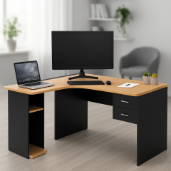 Escritorio Classic Puesto Izquierdo 150x180x75cm Negro/Haya