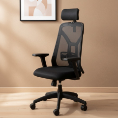 Silla Tokio Negra con Cabezal de Tela Marathon