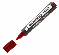 Marcador Indeleble Edding 100 Punta Redonda Rojo