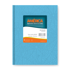 Cuaderno América Tapa Dura Forrado x 42 Hojas Rayado Amplio Celeste