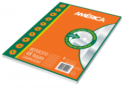 Repuesto Escolar América N°3 por 48 Hojas Cuadriculadas con Banda 